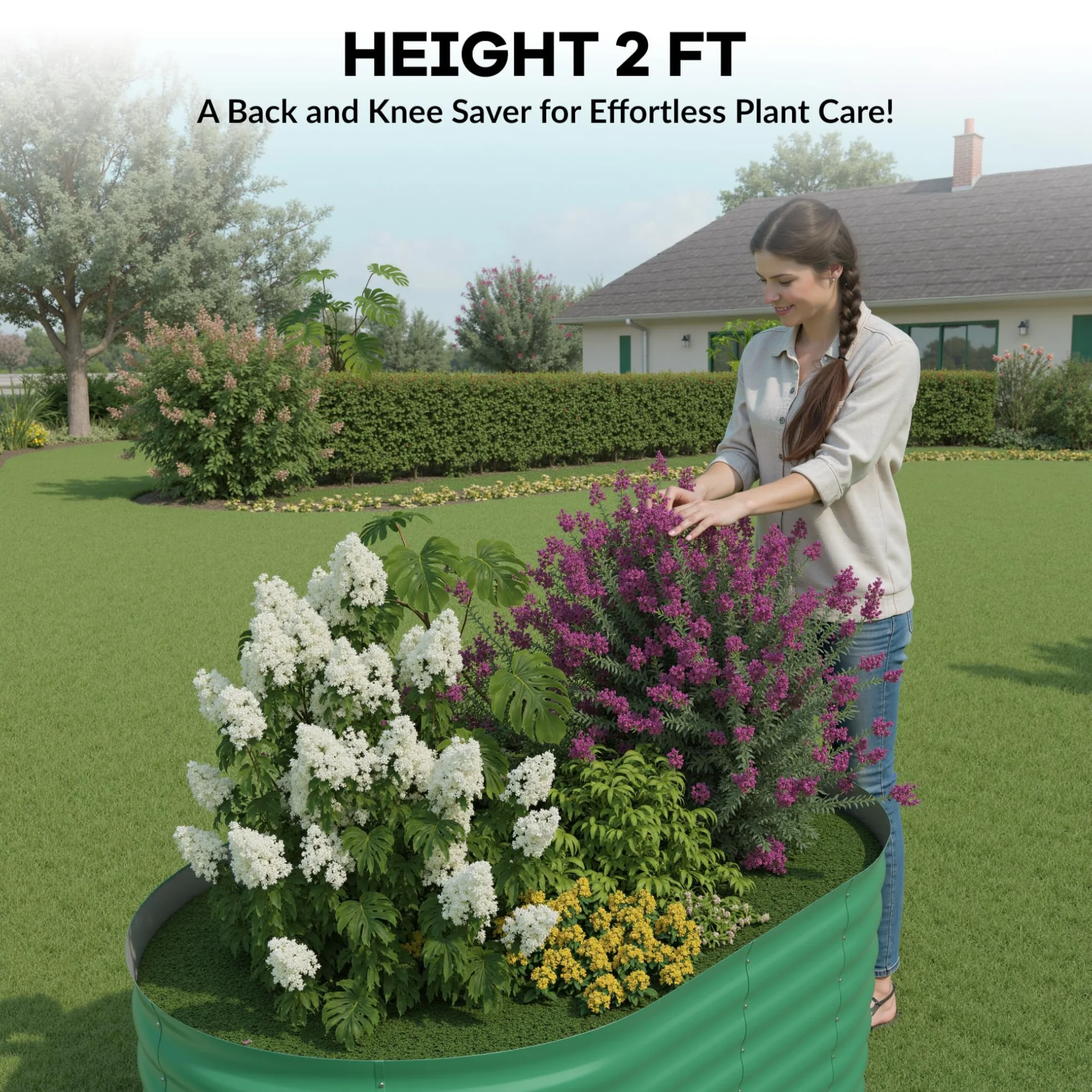 Garvee 2 Pcs 4' X 2' X 2' Galvanized Steel Raised Garden Beds, Outdoor Deep Planter Box Kit with Tool-Free Assembly, Rust-Resistant Green Coated Design for Vegetables, Flowers & Herbs