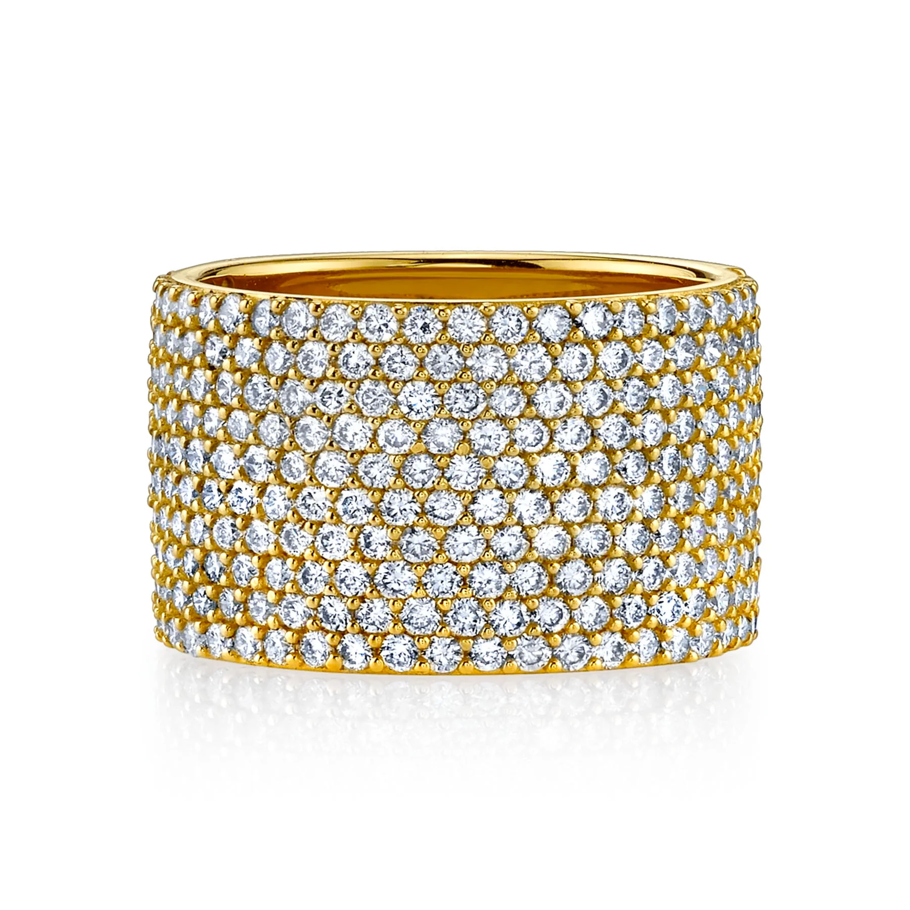 Cigar Band - White Diamond / 14k Yellow Gold
