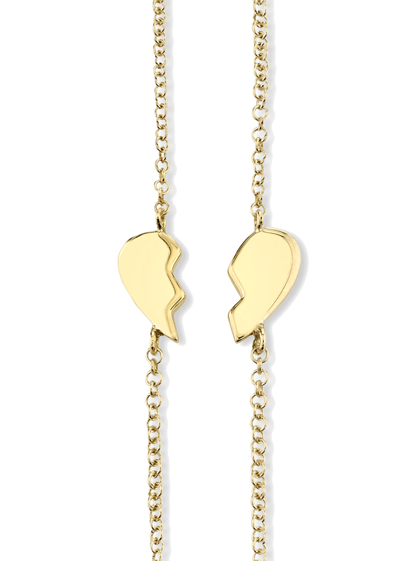 Best Friends Heart Bracelet Set - 14k Yellow Gold