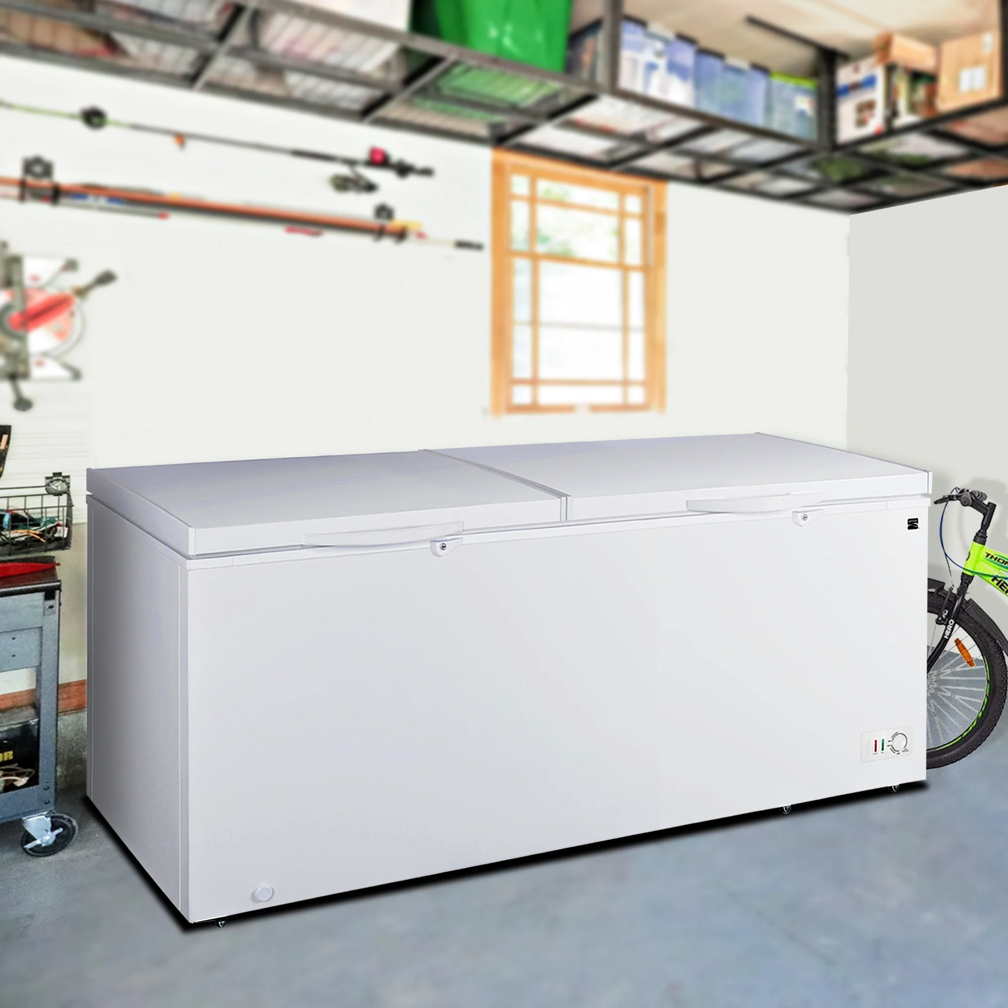 Kenmore 25 Cu. Ft. (710L) Convertible Chest Freezer/Refrigerator | DOE-Rated | Garage-Ready Deep Freeze | Dual Lids With Safety Locks | Manual Defrost | Wheels | White | Hunting Cabin Cottage