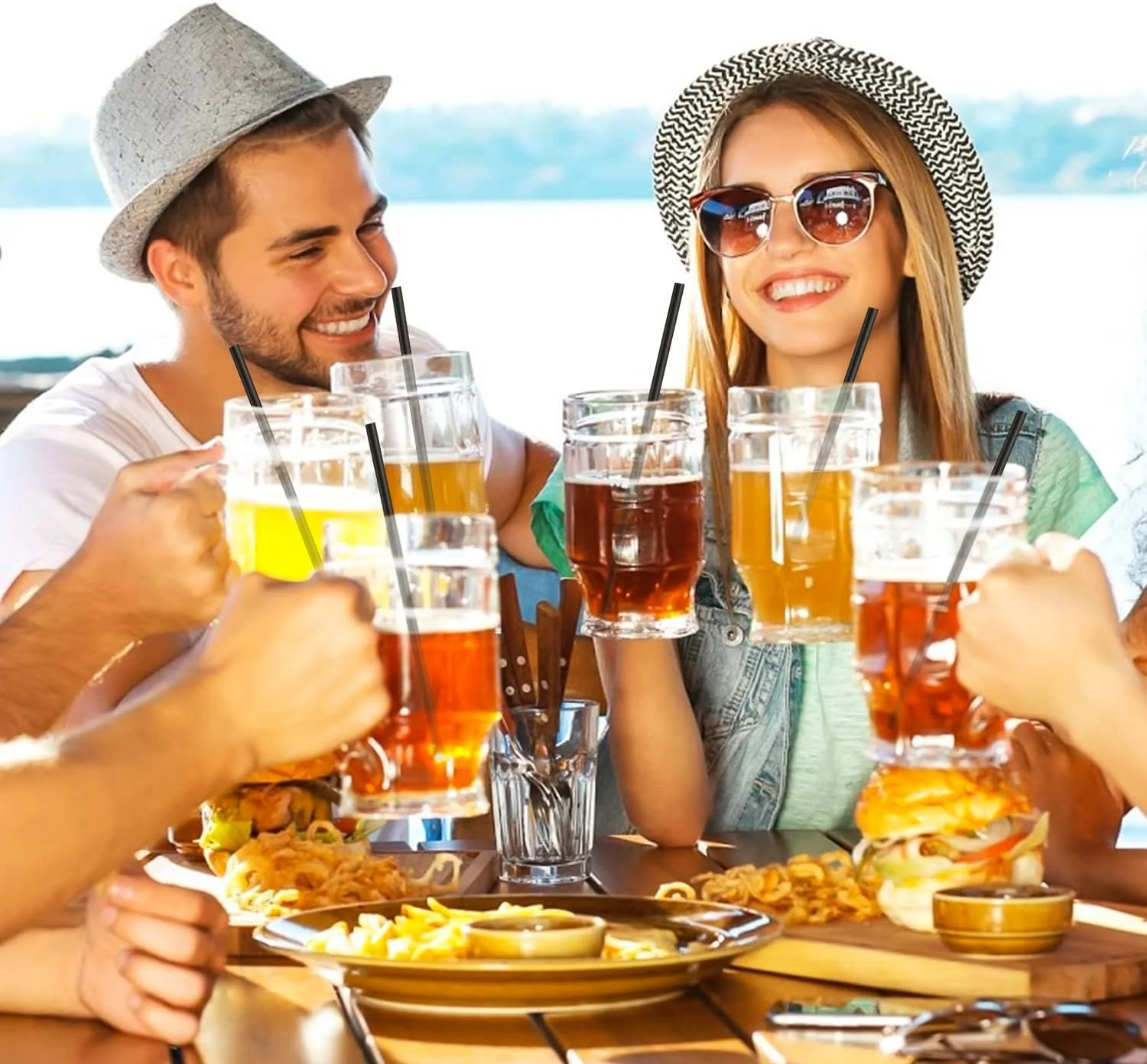 Biodegradable Compostable Individually Wrapped Straws, PLA Disposable Plant Based Eco Friendly Straws 8.25