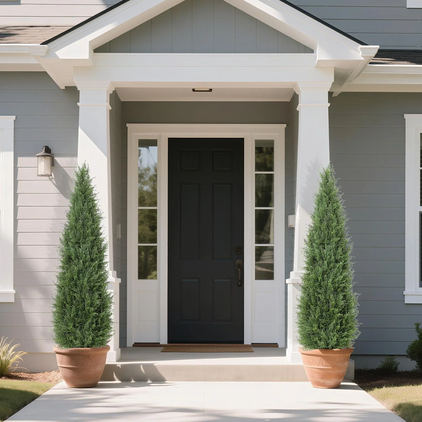 Garvee 2 PCS 5ft Artificial Cedar Topiary Trees in UV Resistant Design with Weighted Base for Porch, Patio, Wedding