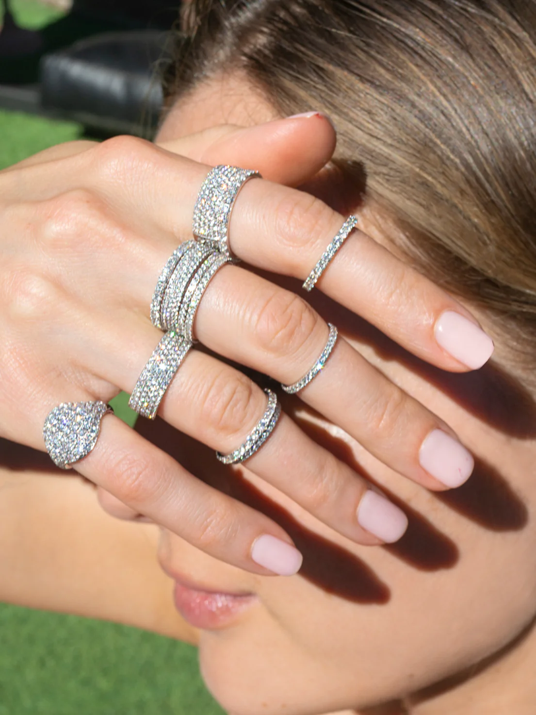 Signet Ring - White Diamond / 14k White Gold