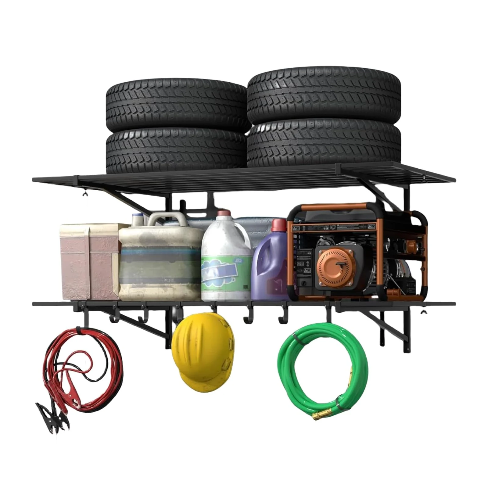 Garvee 2'x4' Heavy Duty Wall Shelves - 2-Pack Metal Storage with Hooks for Garage/Workshop Organization