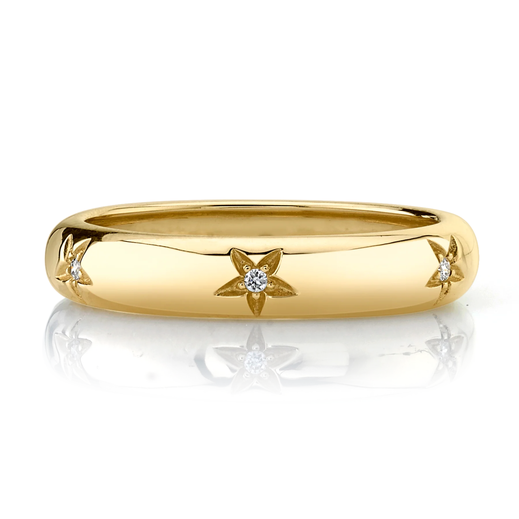 Petite Star Band - White Diamond / 14k Yellow Gold