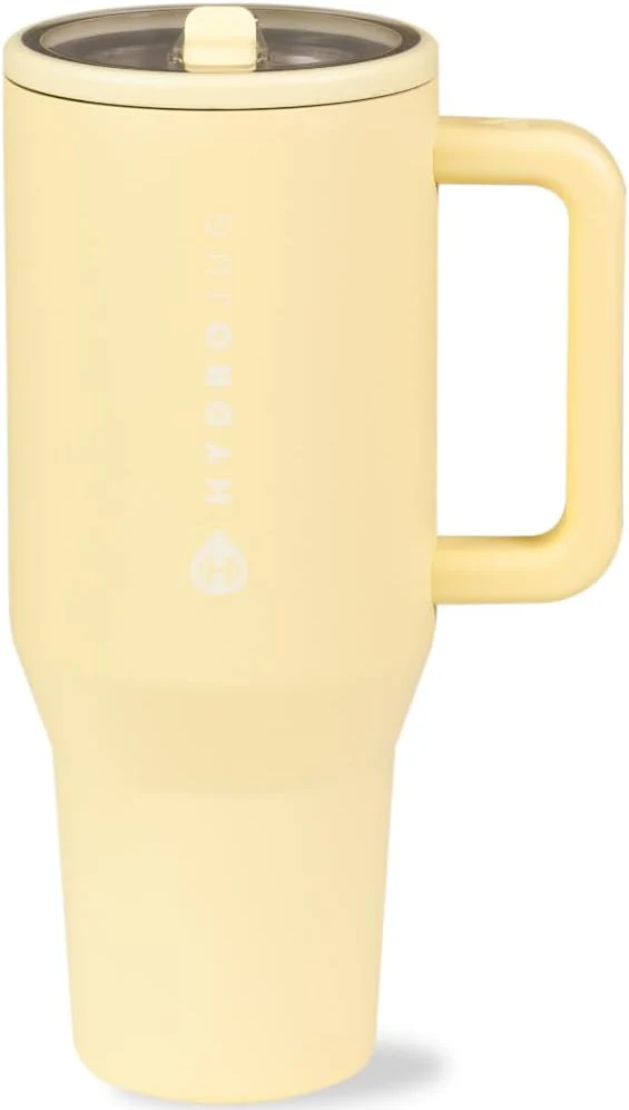 40 oz Water Bottle with Handle & Flip Straw - Fits in Cup Holder, Leak Resistant Tumbler-Reusable Insulated Stainless Steel & Rubber Base