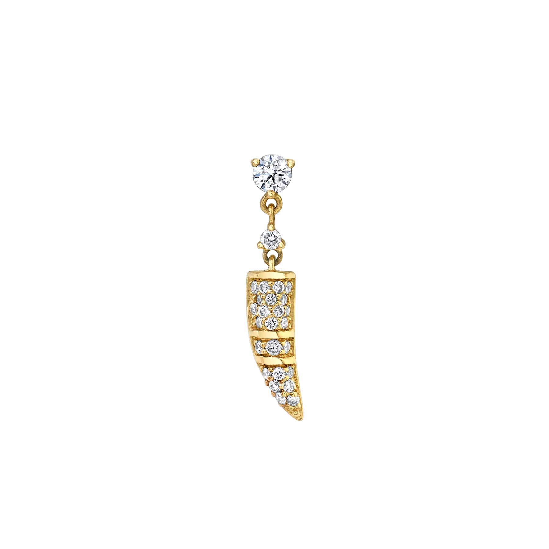 Petite Horn Earring - White Diamond / 14k Yellow Gold