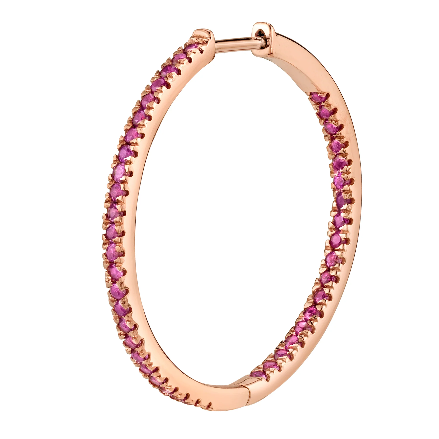 Large Inside Out Hoop - Ruby / 14k Rose Gold