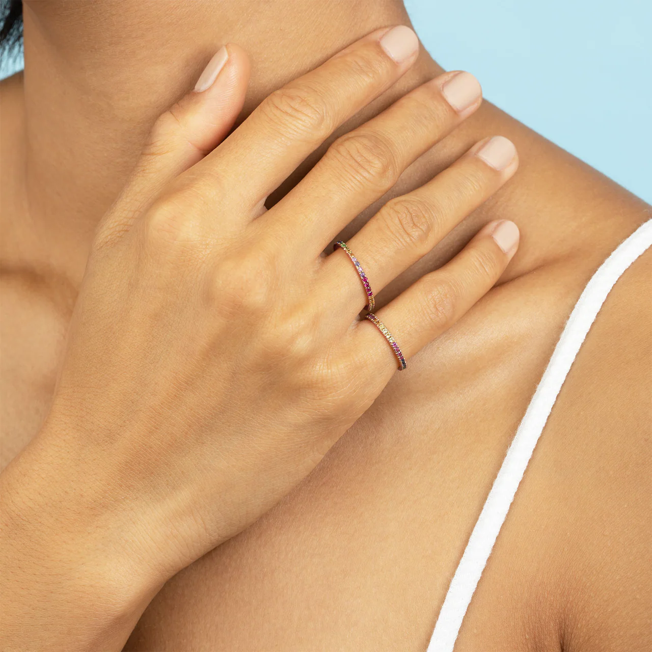Perfect Eternity Band - Rainbow / 14k Rose Gold