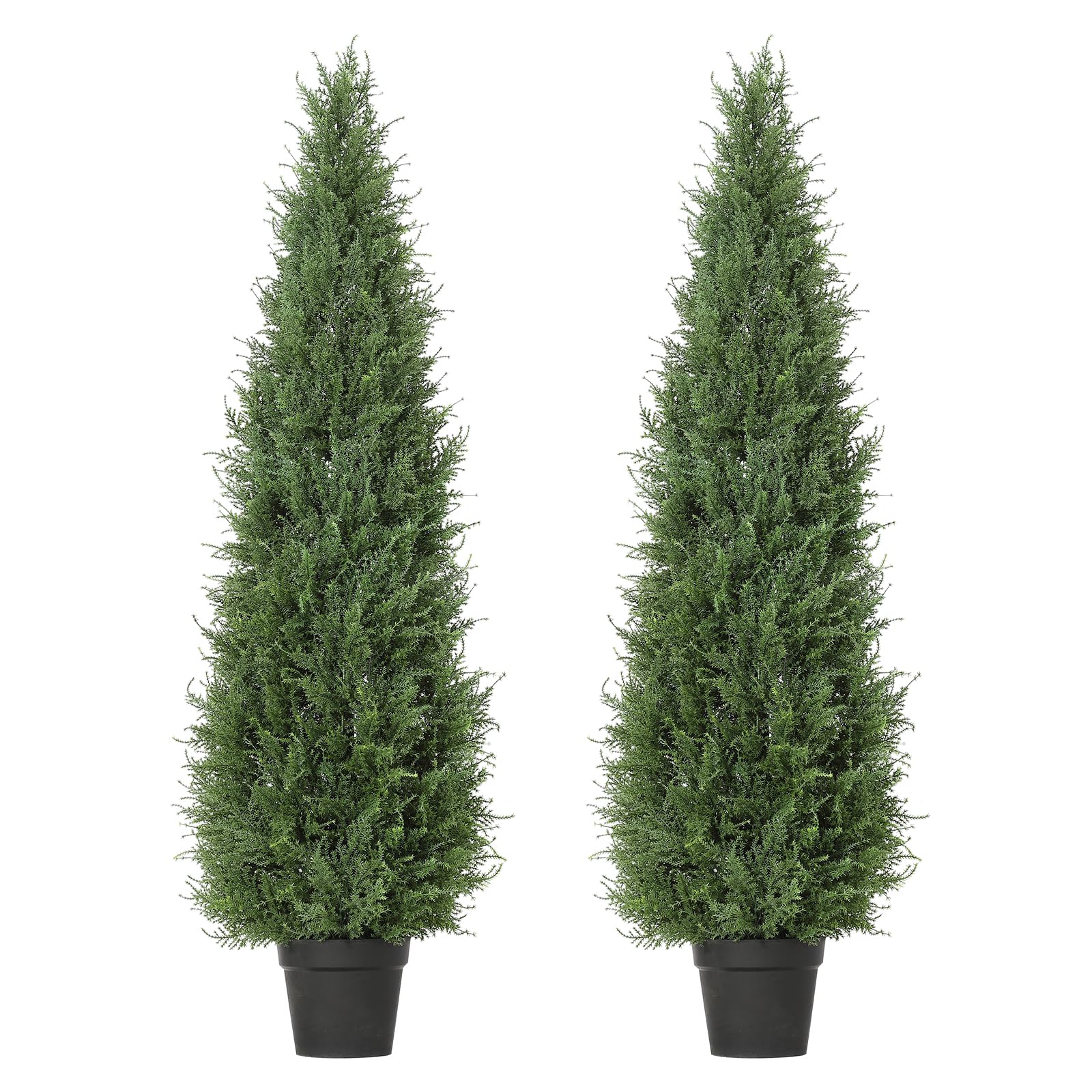 Garvee 2 PCS 5ft Artificial Cedar Topiary Trees in UV Resistant Design with Weighted Base for Porch, Patio, Wedding