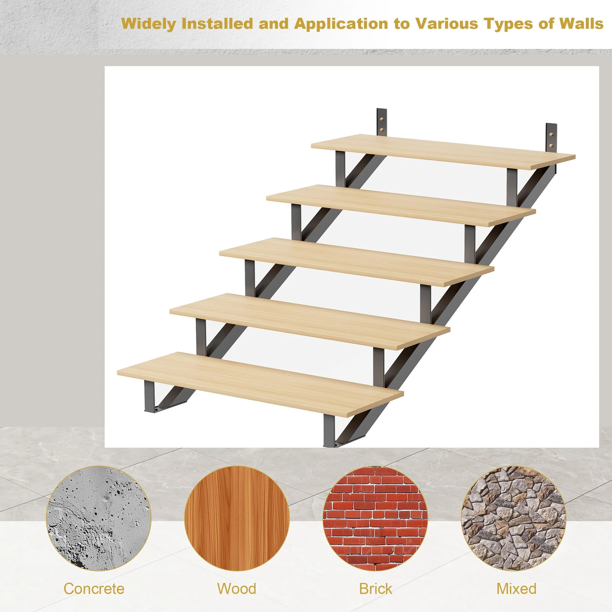 Garvee 2-pack steel stair risers 5-step with rust-resistant finish. Heavy-duty 4-bolt stability, Simple tools install. Perfect for outdoor steps & stairs