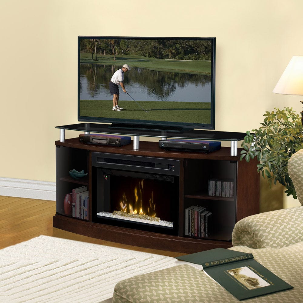 Windham Mocha Electric Fireplace Media Console with Acrylic Ice Embers