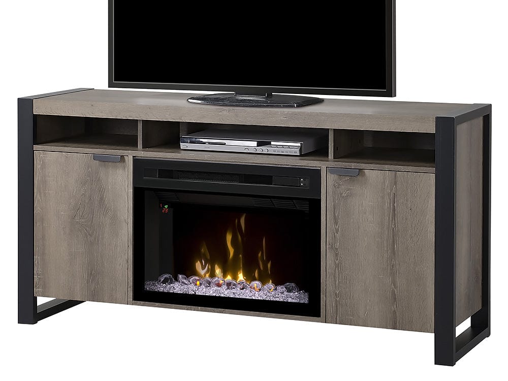 Pierre Electric Fireplace TV Stand in Steeltown w/ Acrylic Ice