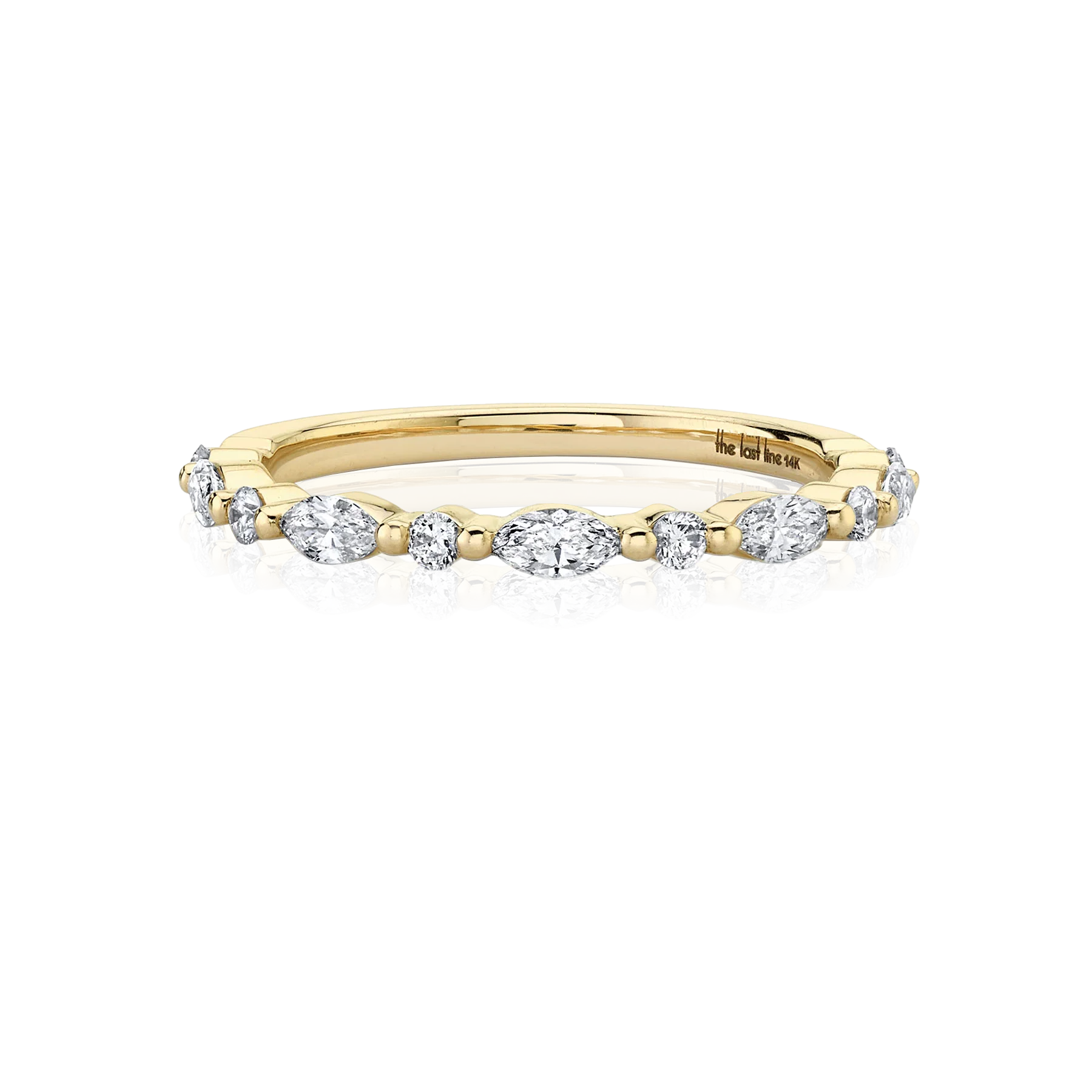 Dot Dash Ring - White Diamond / 14k Yellow Gold