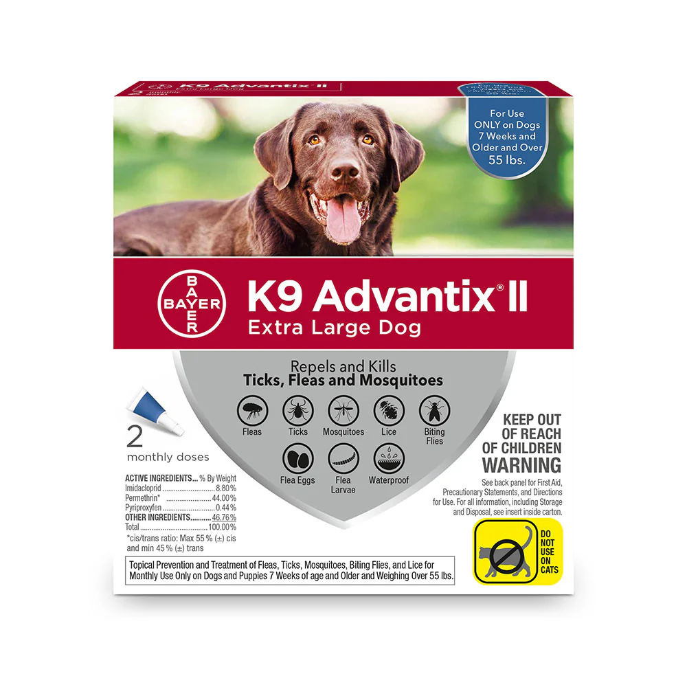 K9 Advantix® II Flea & Tick Treatment for Extra Large Dog 2 Dose