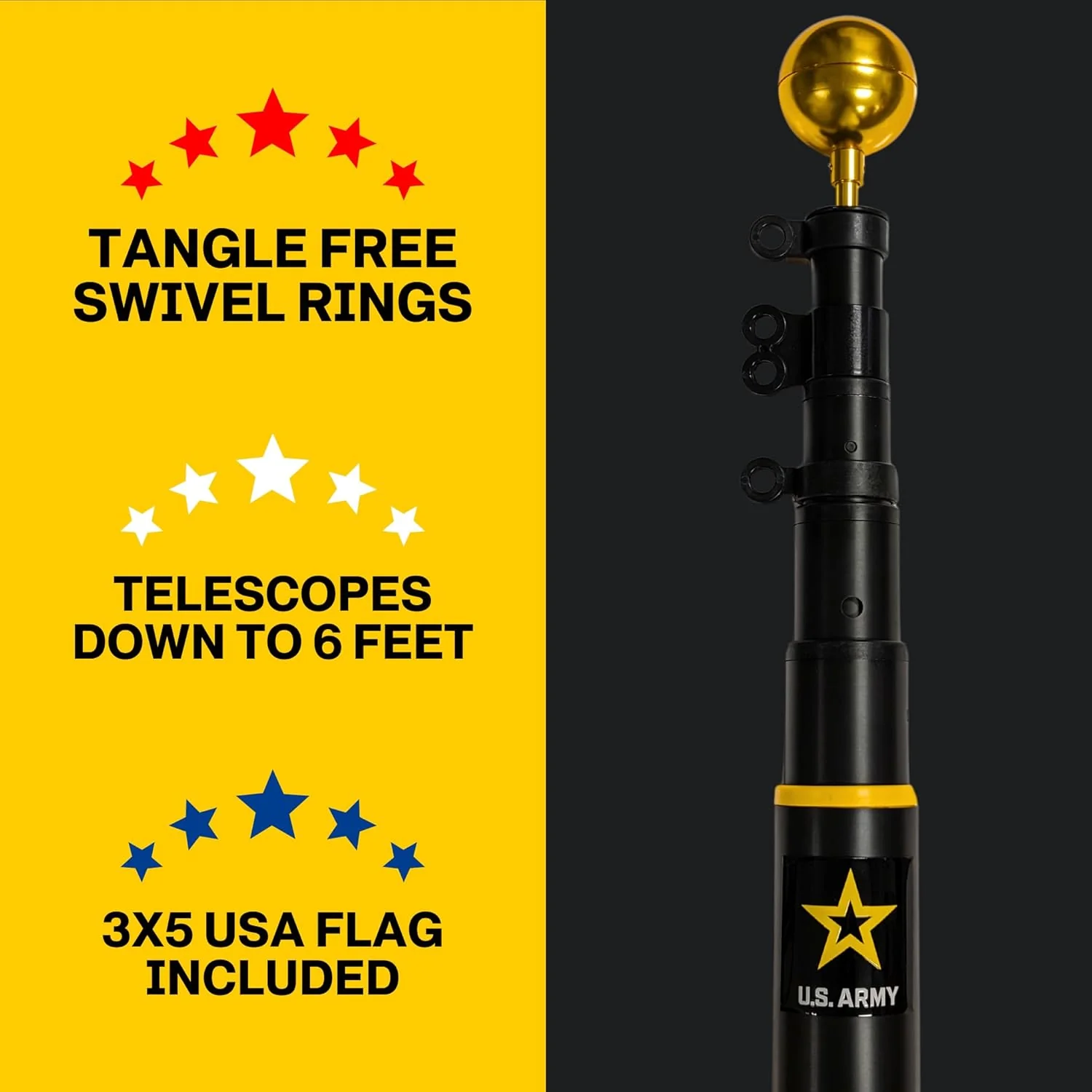 Heavy Duty Telescoping Flagpole Kit, 25 Foot