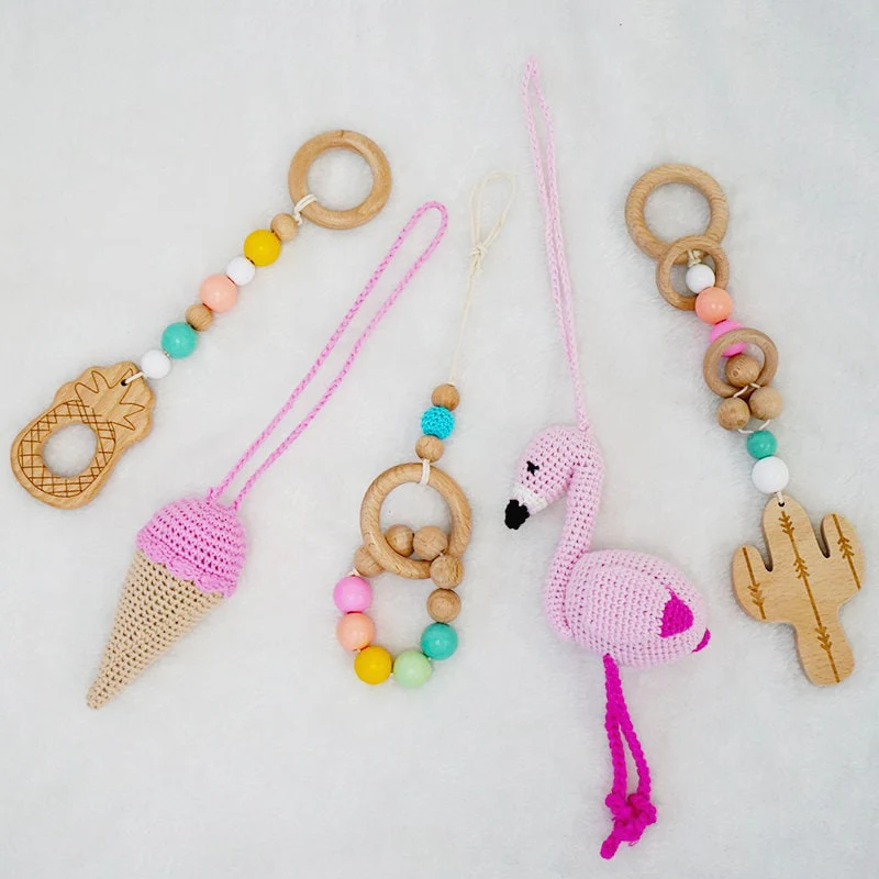 Handmade Wooden Baby Activity Center with 5 Hanging Toys: Eco-Friendly, Educational Play Gym with Handmade Toys