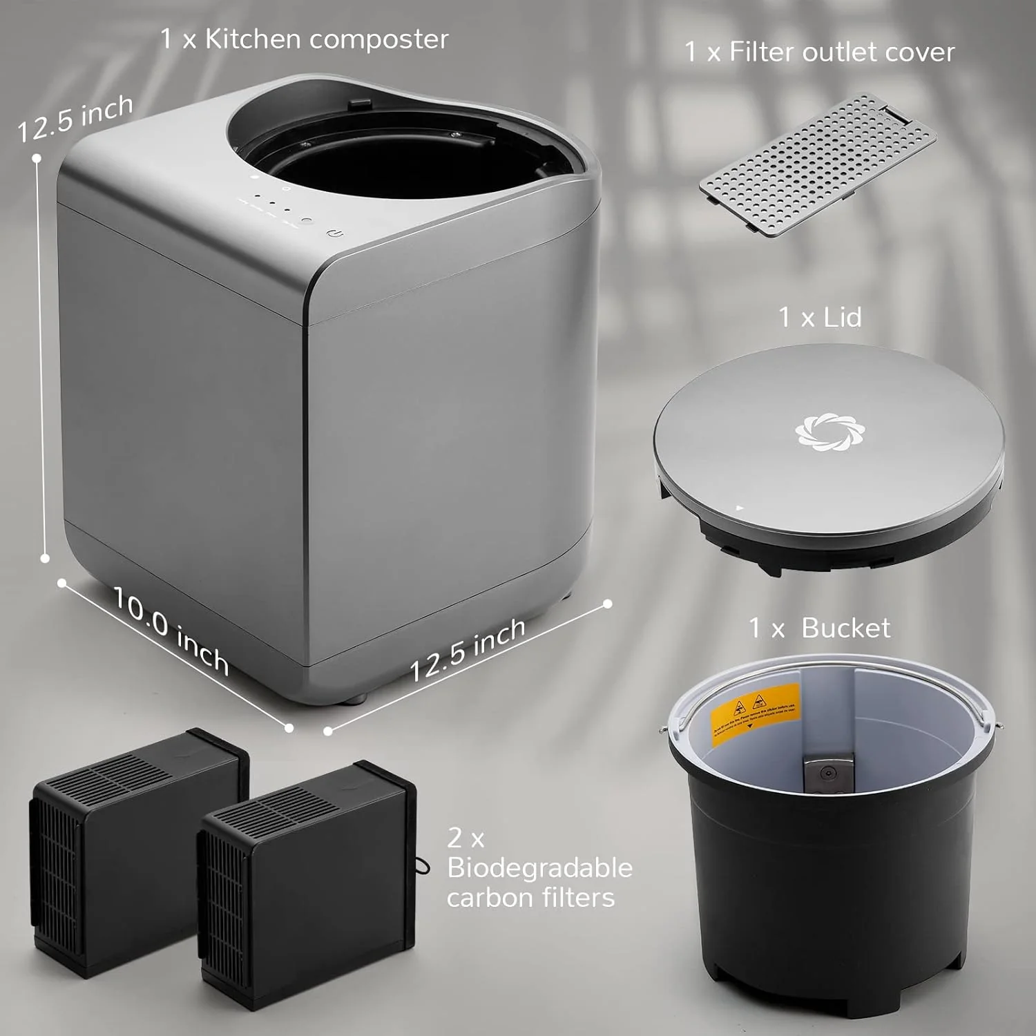 Electric Kitchen Composter, 2.5L Capacity, Turn Food Waste and Scraps into Dry Compost