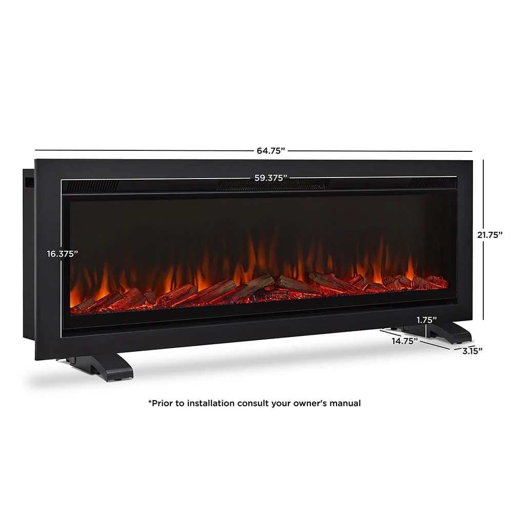 Real Flame 65-in Recessed/Wall Mounted Linear Infrared Electric Fireplace
