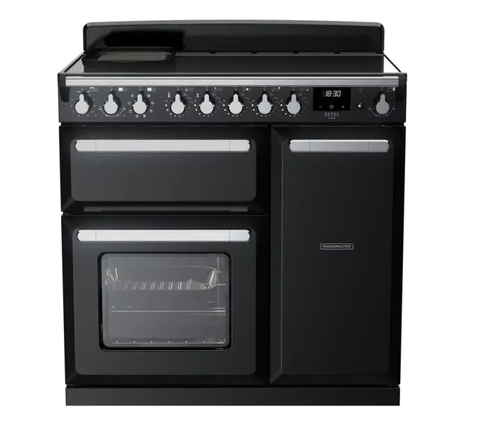 Rangemaster Estel Deluxe 90cm Induction Range Cooker | Black/Chrome | ESDL90EIPGBL/CM1