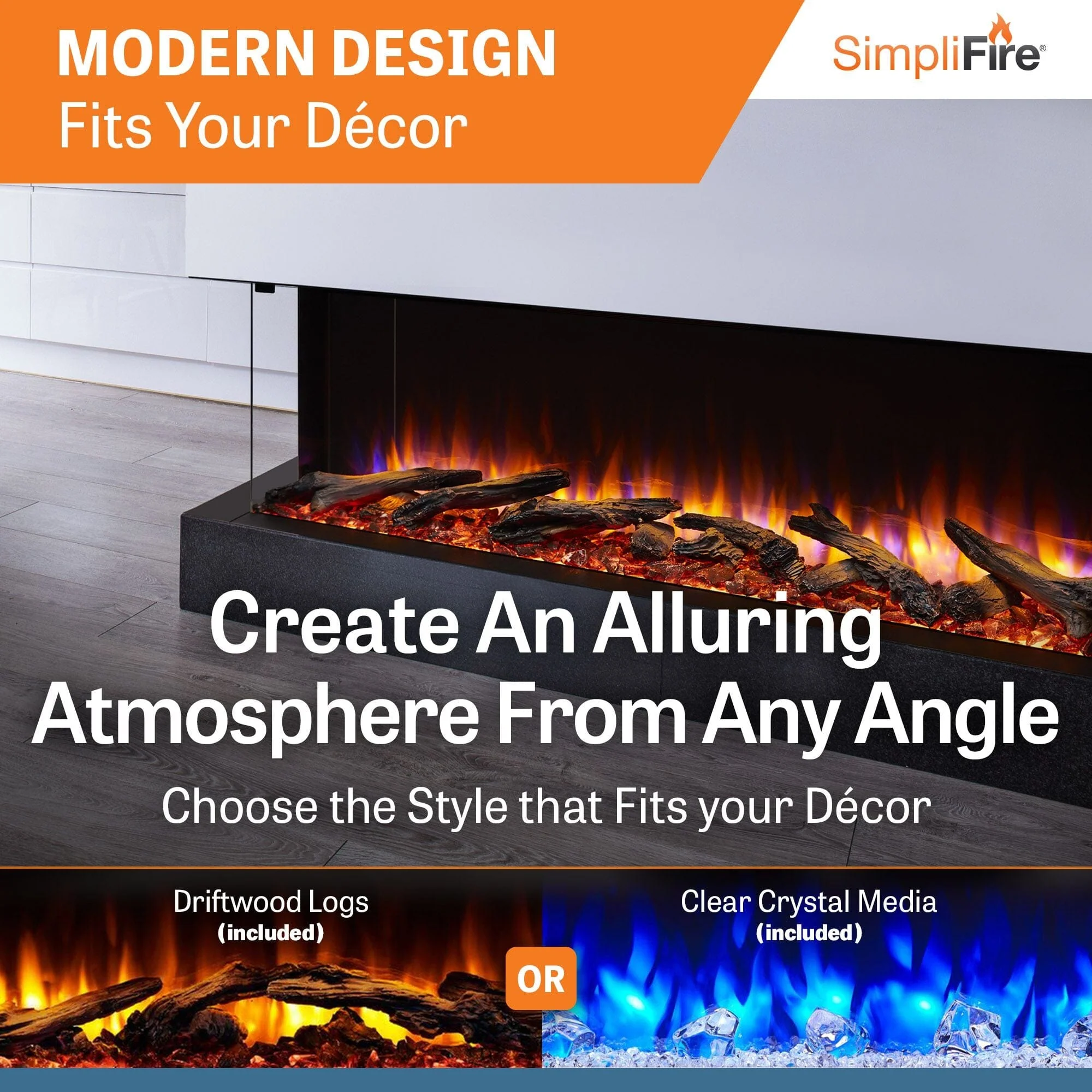 SimpliFire 55-In Scion Trinity Linear Electric Fireplace