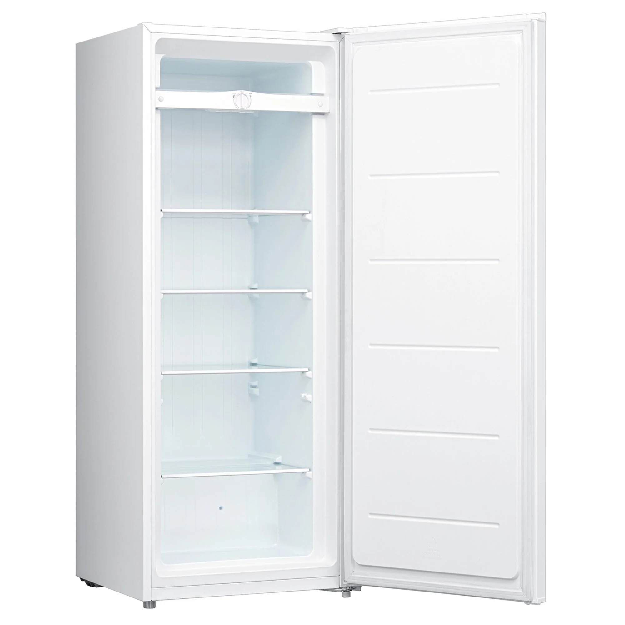 Koolatron Garage-Ready Upright Freezer, 7.0 cu ft (198L), White, Low-Frost, Space-Saving Flat Back, Tempered Glass Shelves, Reversible Door, Pizza Compartment, for Garage, Shed, Basement, Cottage