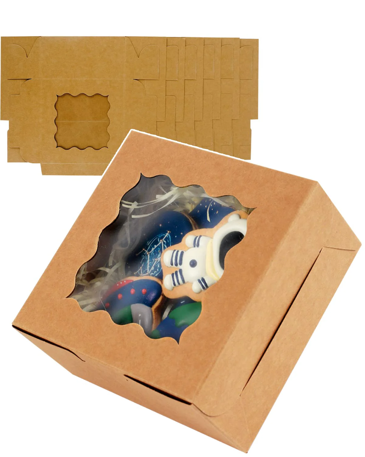 Cookie Boxes With Window, 60packs 6x6x3