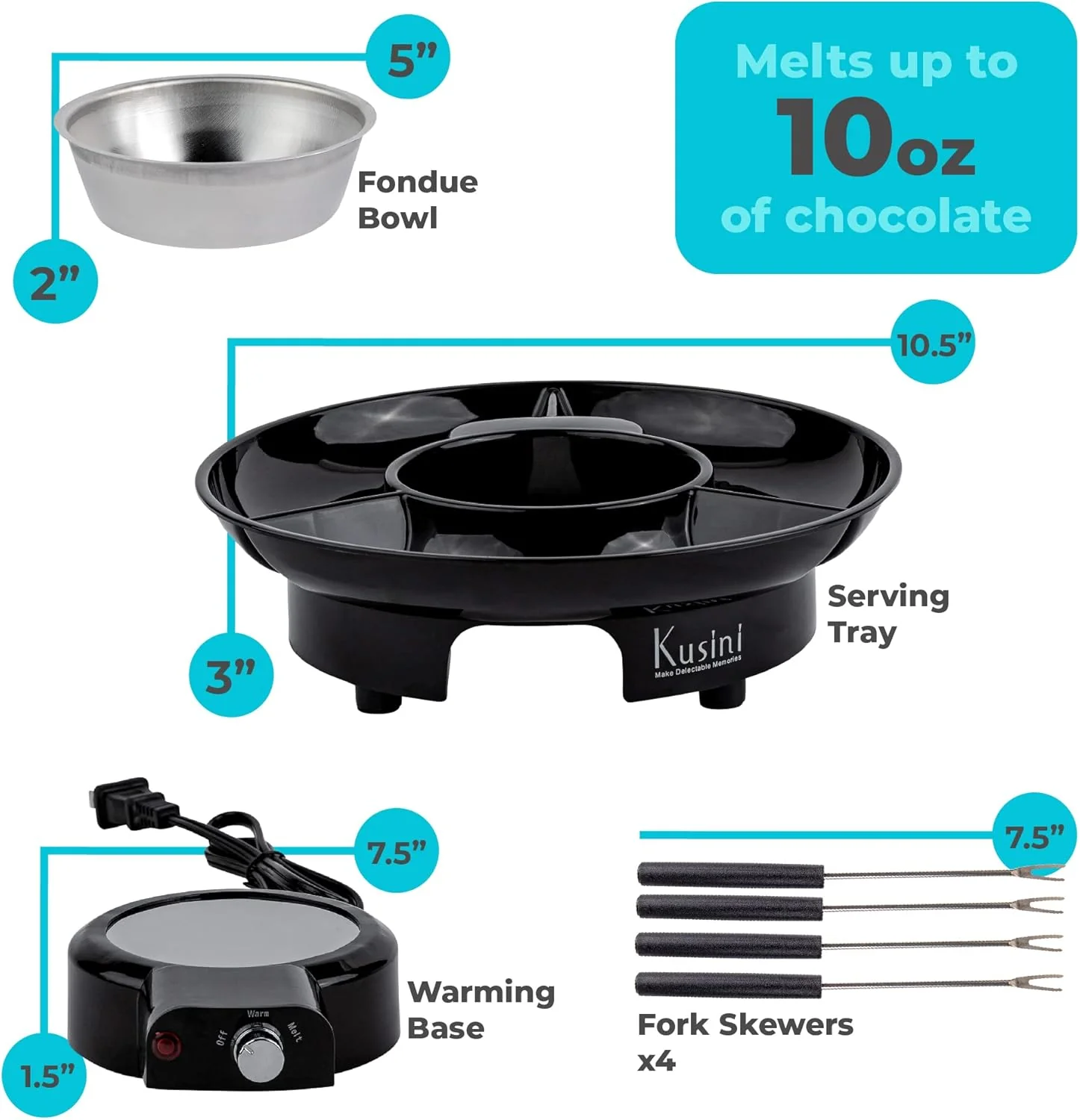 Electric Fondue Pot Set – Chocolate Fondue Kit with Temp Control, Trays & Forks – Perfect for Date or Game Night