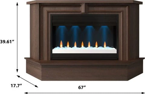 Transitional 67-in Electric Fireplace Mantel Package in Cognac