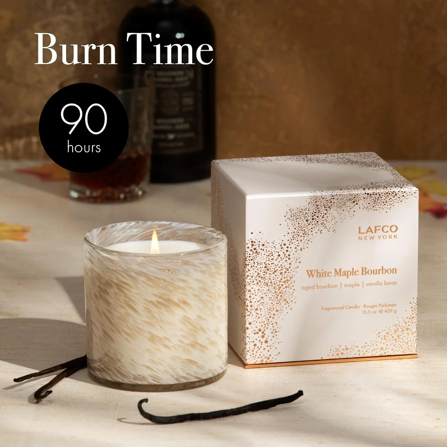 Holiday Candle, 15.5 oz - 90-Hour Burn Time - Reusable, Hand Blown Glass Vessel - Made in The USA