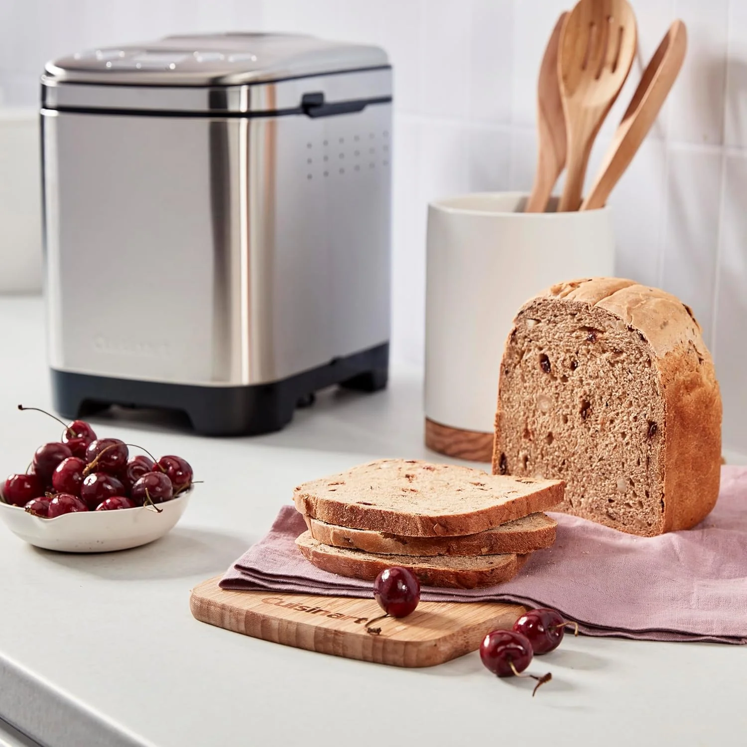 Bread Maker Machine, Compact and Automatic, Customizable Settings, Up to 2lb Loaves