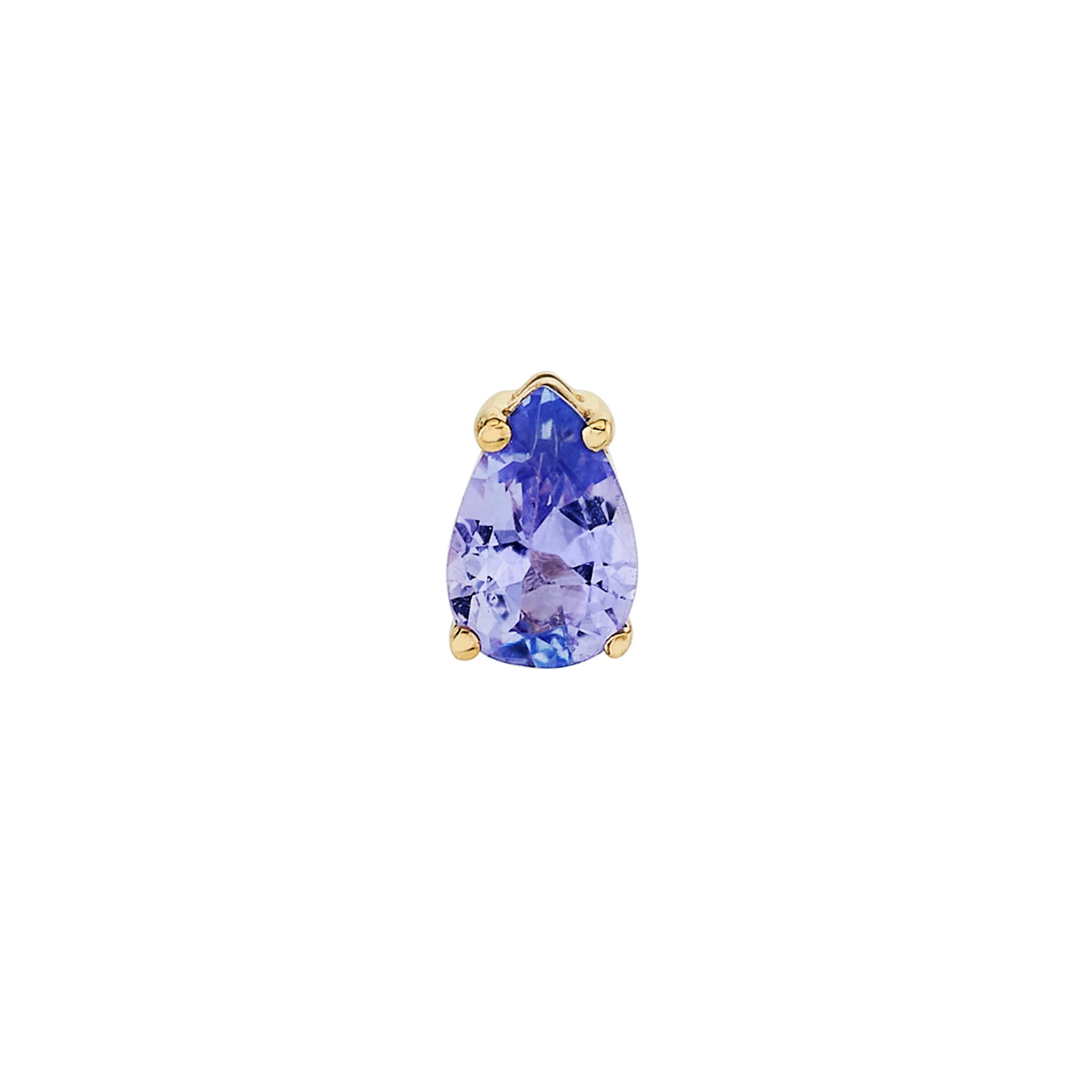 Pear Stud Earring -  Tanzanite / 14k Yellow Gold