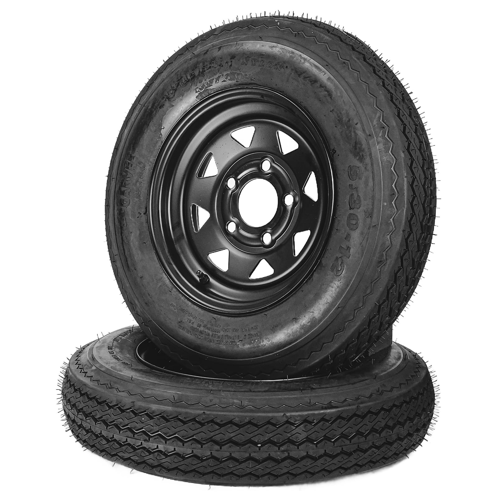 Garvee 2-Pack Trailer Tire On Rim 5.30-12 5 Lug 4.5