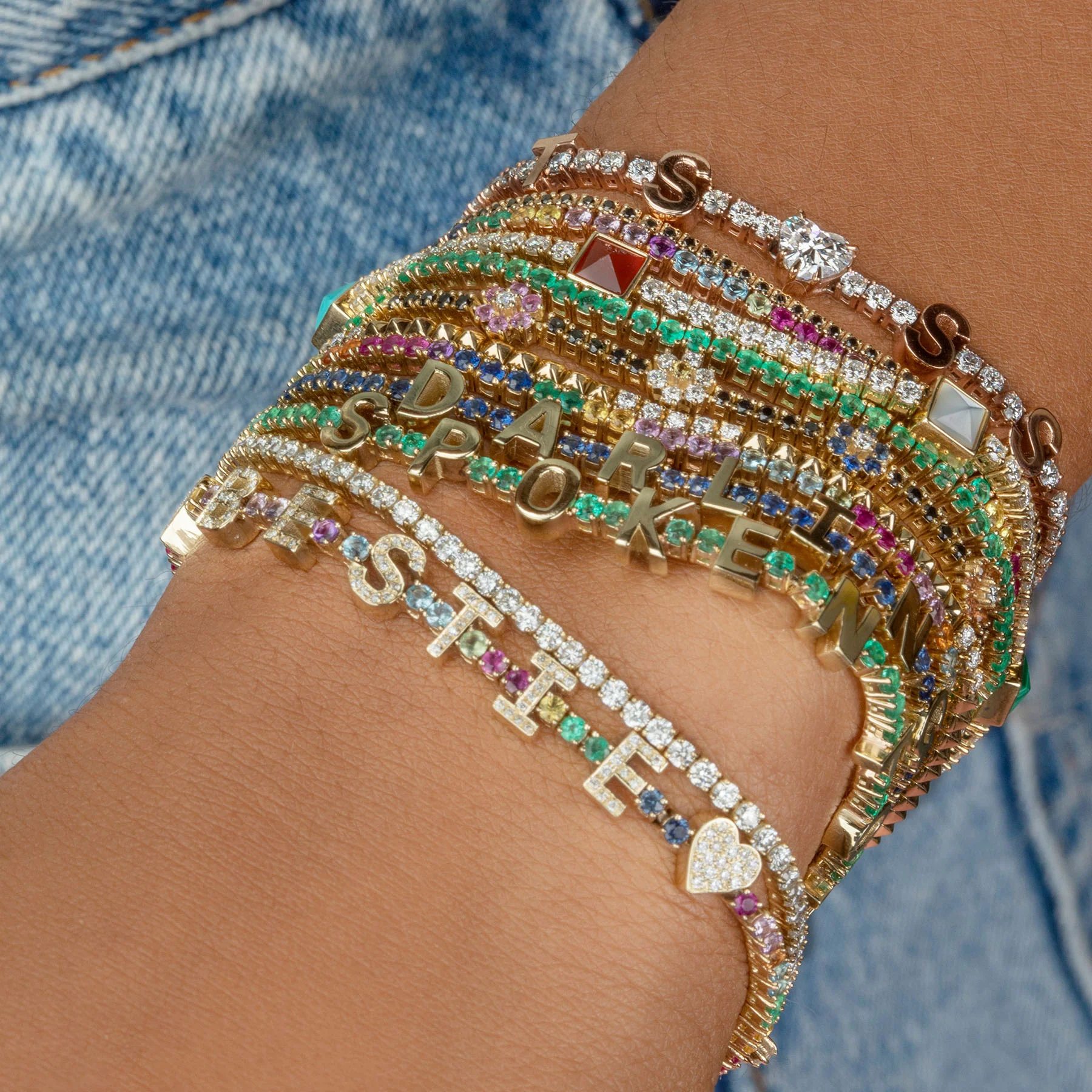 The Perfect Personalized Tennis Bracelet - Turquoise / 14k Yellow Gold