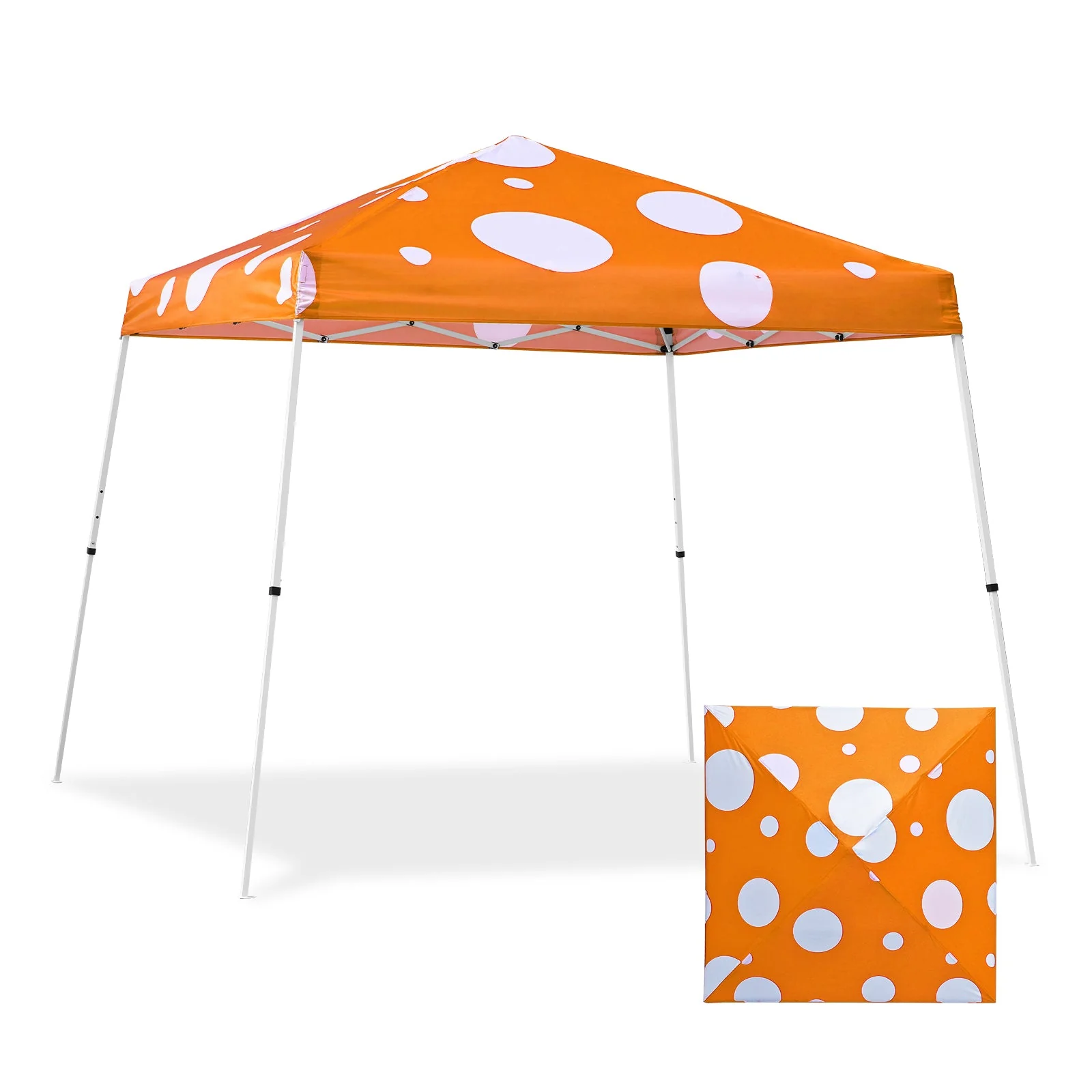 10x10 Slant Leg Pop-up Canopy Tent, 10x10 Base 8x8 Top (Orange Mushroom)