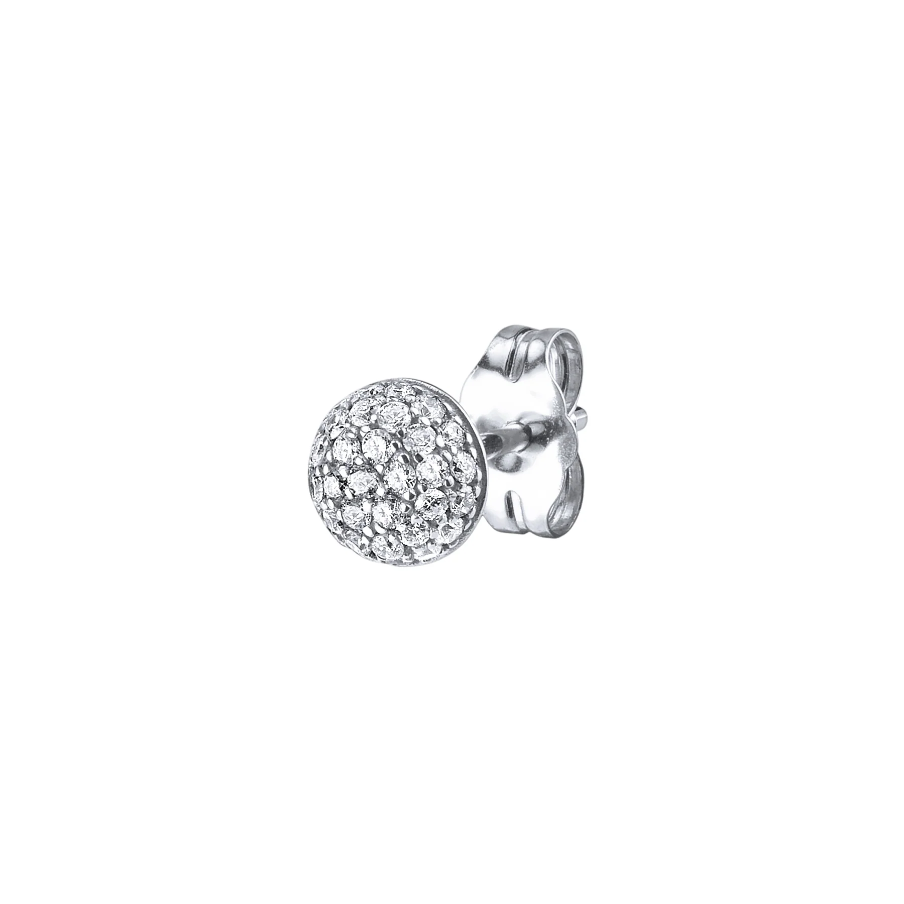 Pav��| Stud #2 - White Diamond / jk 14k White Gold