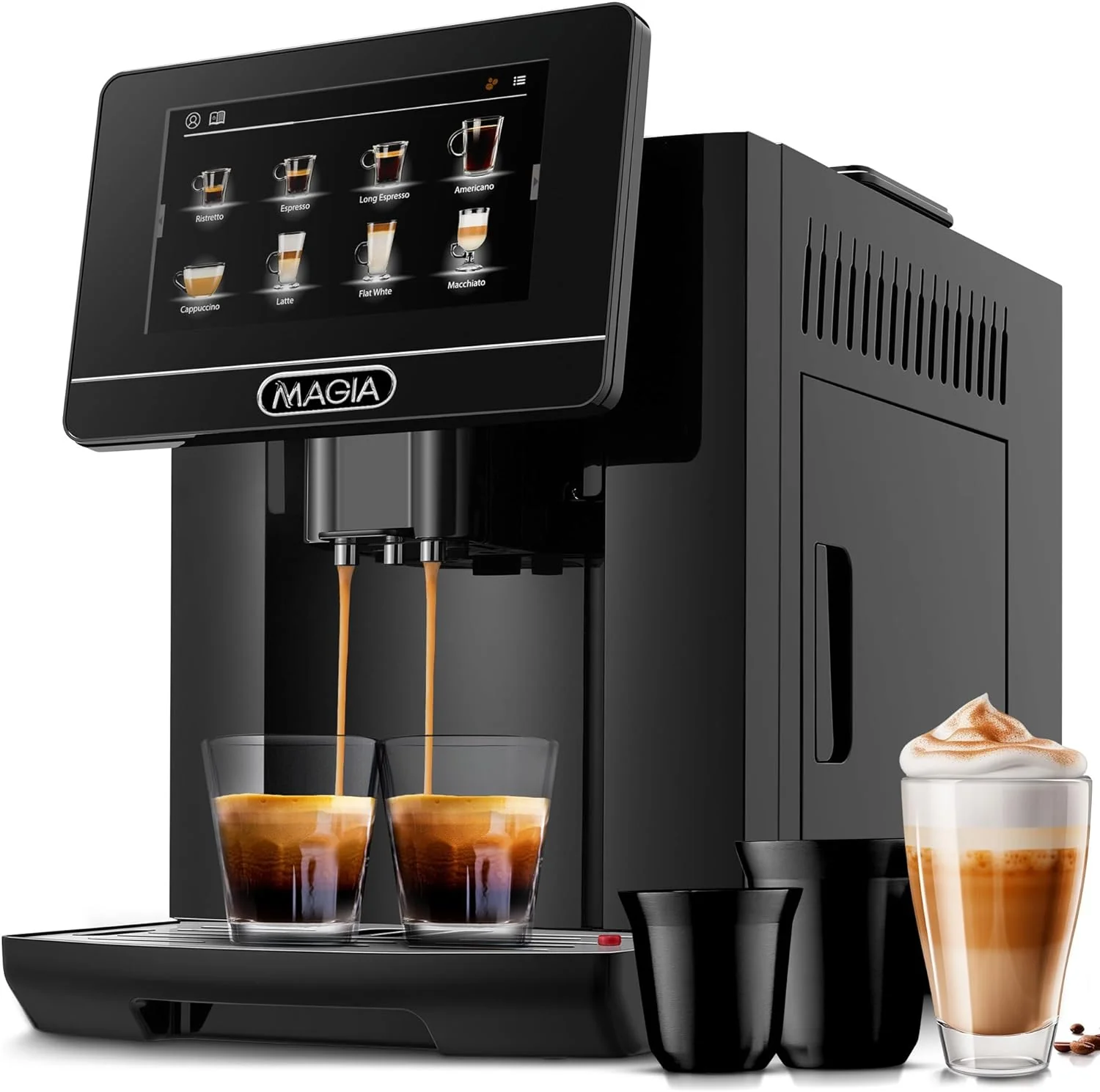 Automatic Coffee Espresso Machine With Grinder 7” Touch Screen, 20 Coffee Recipes, 10 User Profiles