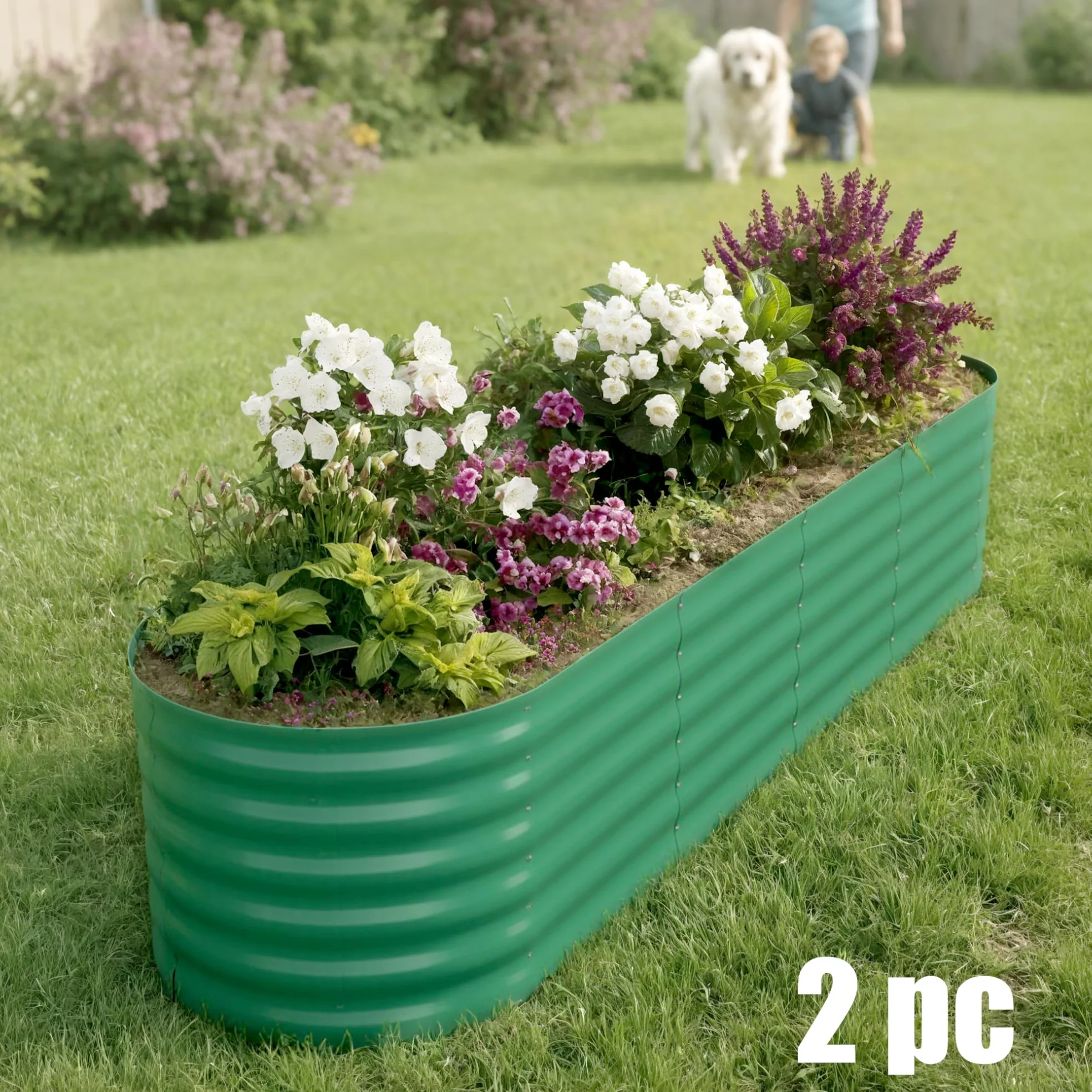 Garvee 2 Pcs 8' X 2' X 1.5' Galvanized Steel Raised Garden Beds, Outdoor Deep Planter Box Kit with Tool-Free Assembly, Rust-Resistant Green Coated Design for Vegetables, Flowers & Herbs