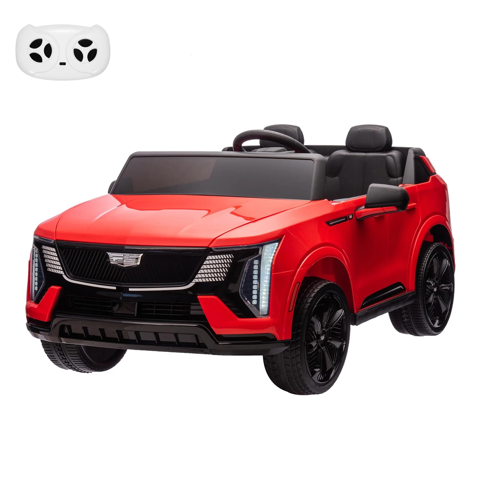 Garvee 2 Seater Ride On Car Kids 24V Electric Cadillac Battery Powered 2.4G Remote Control Full-Wheel Suspension LED Lights Music Red Outdoor Fun