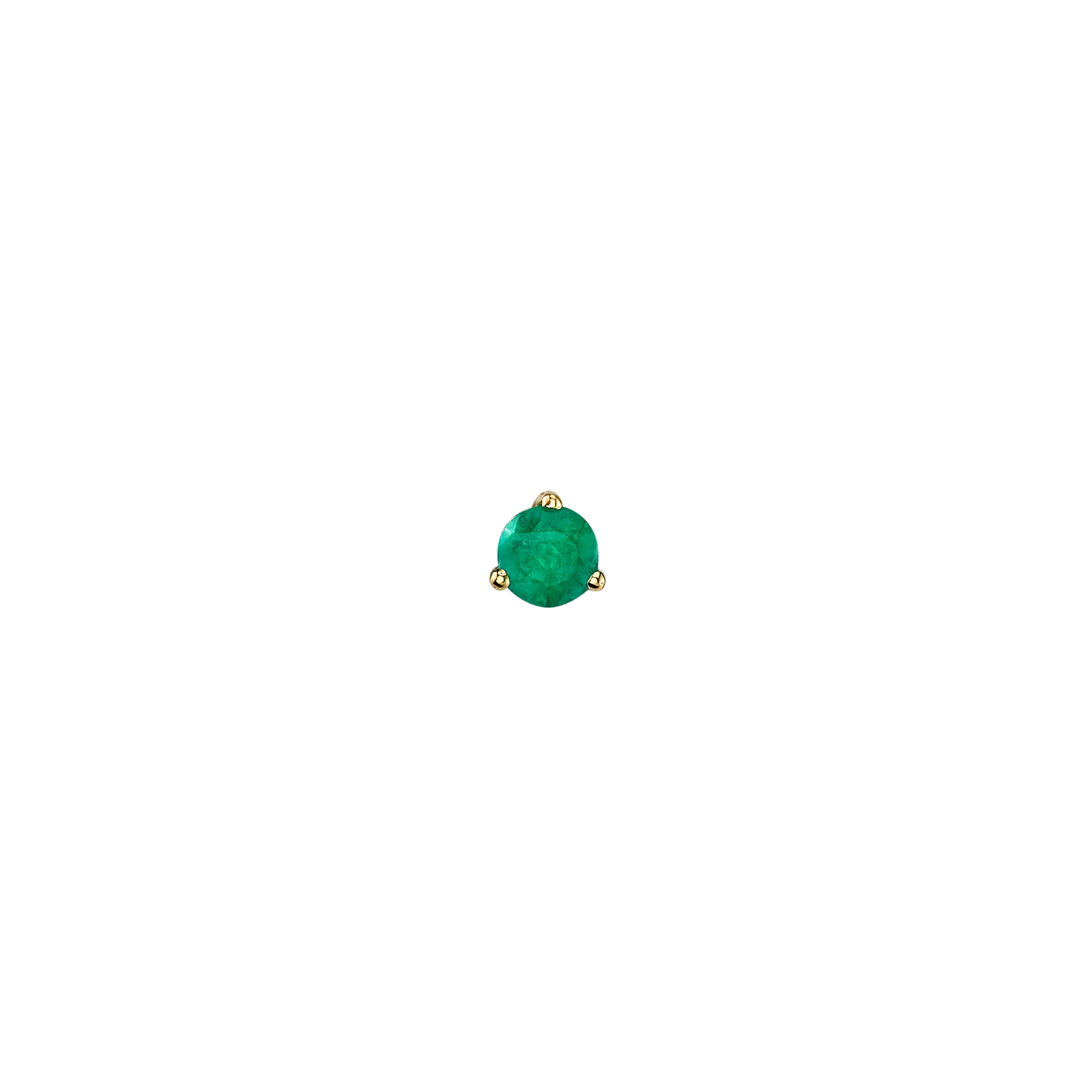 Round Stud #3 - Emerald / 14k Yellow Gold