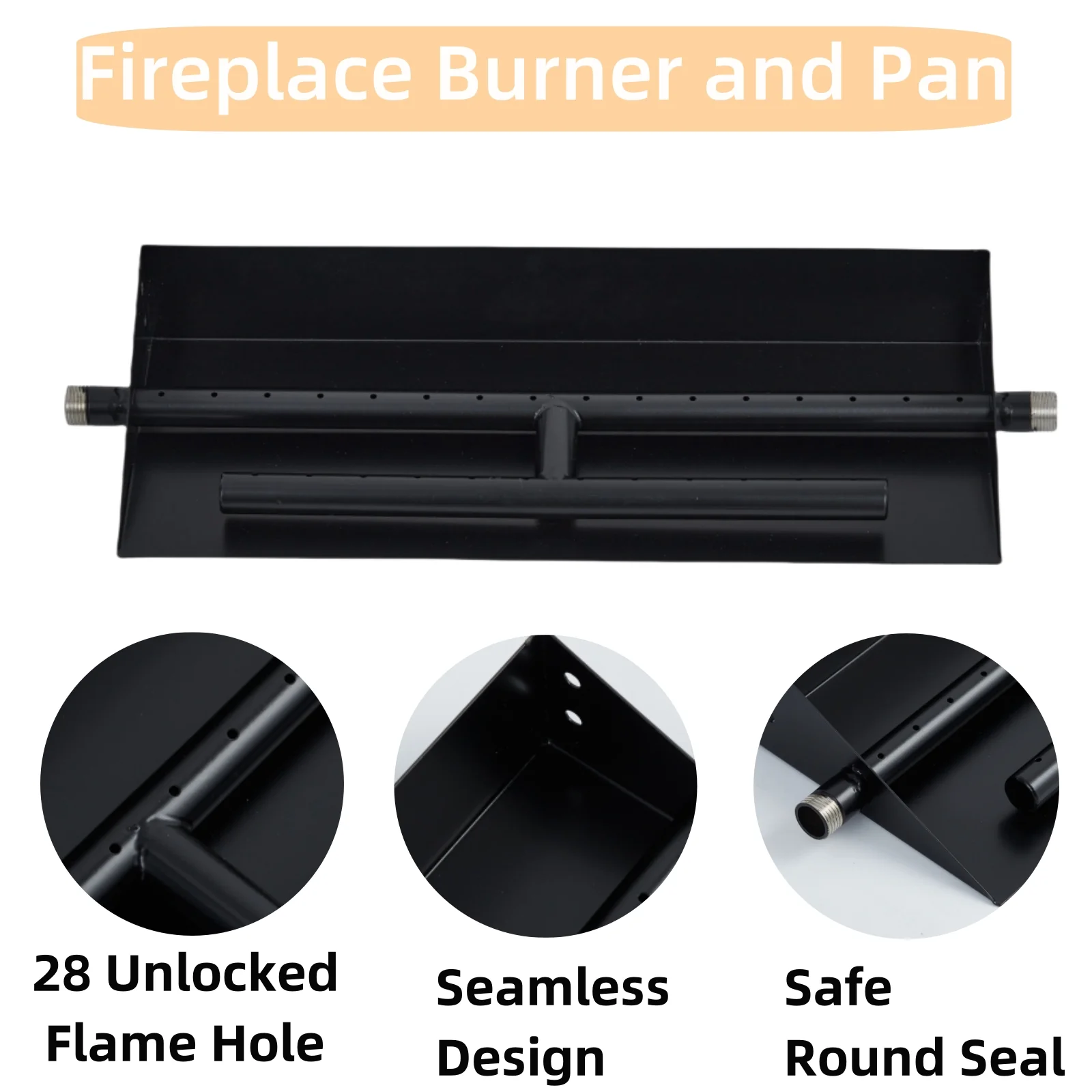 Garvee 18″×6″ Drop-In Fire Pit Burner Kit, Rectangular Fire Pit Burner with Spark Ignition Kit for Propane & Natural Gas, Fire Pit Insert with H-Burner for Indoor Outdoor Use, Black