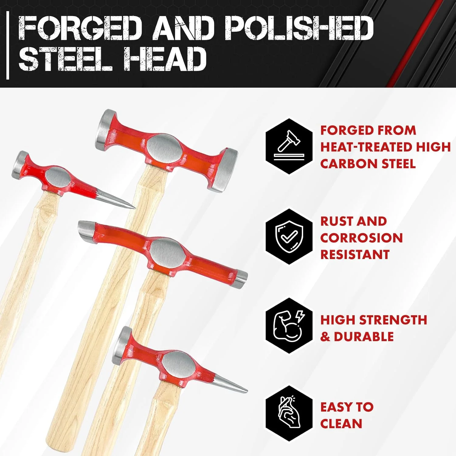 9-Piece Heavy-Duty Auto Body Repair Hammer & Dolly Set with Carrying Case