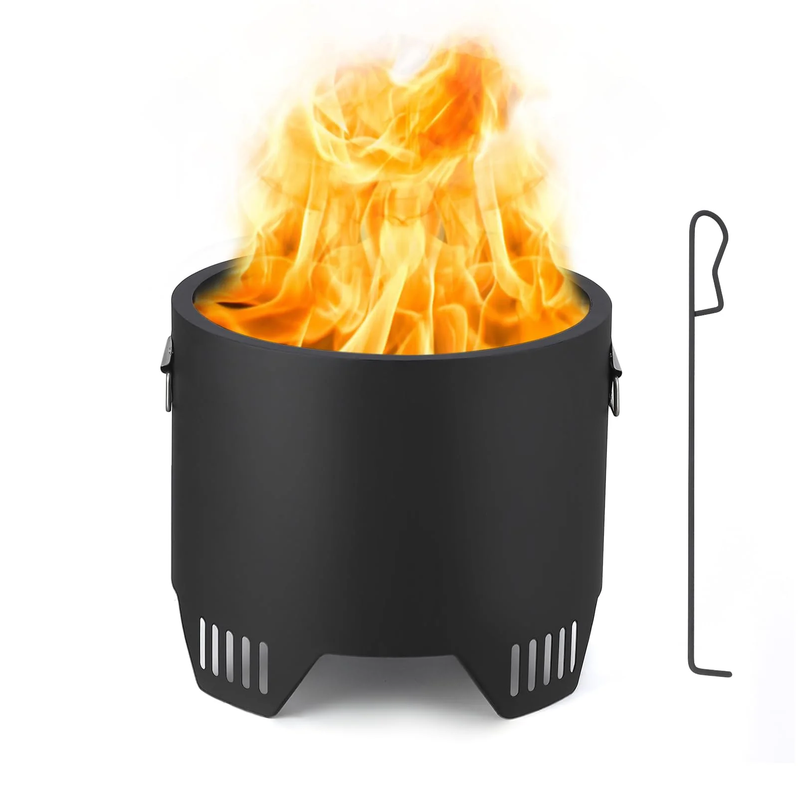 Garvee 16″ Low Smoke Outdoor Mini Fire, Outdoor Iron Smokeless Fire Pit, Outside Bonfire for Backyard, Camping, Picnics, with Firehook