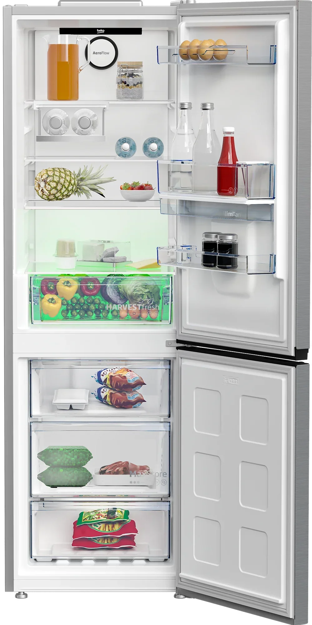 Beko Freestanding AeroFlow鈩?Fridge Freezer with HarvestFresh鈩?| CNB3G4686DVPS