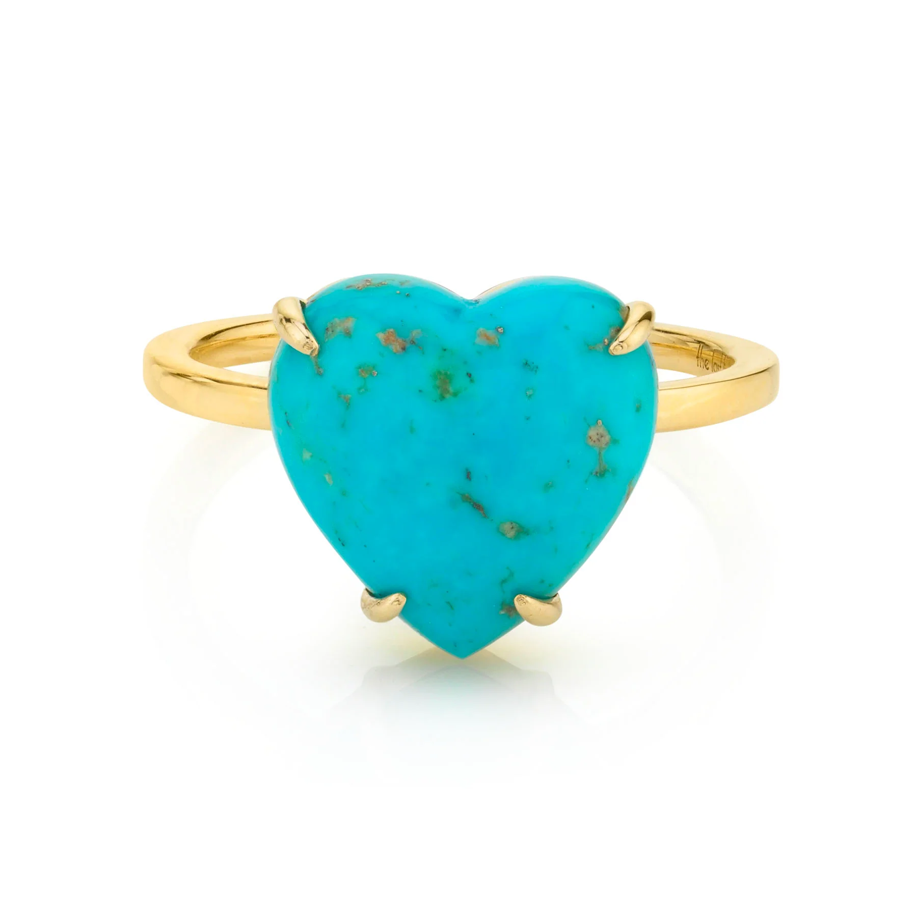 Heart Solitaire Ring - Turquoise / 14k Yellow Gold