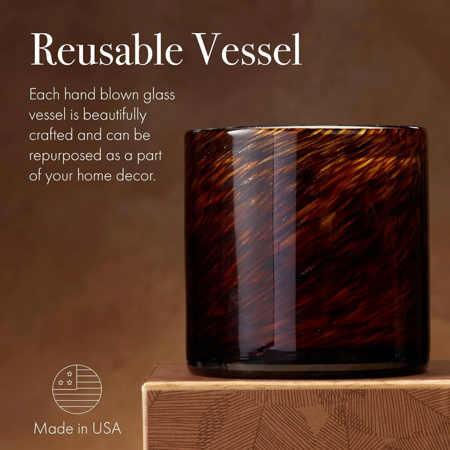 Holiday Candle, 15.5 oz - 90-Hour Burn Time - Reusable, Hand Blown Glass Vessel - Made in The USA