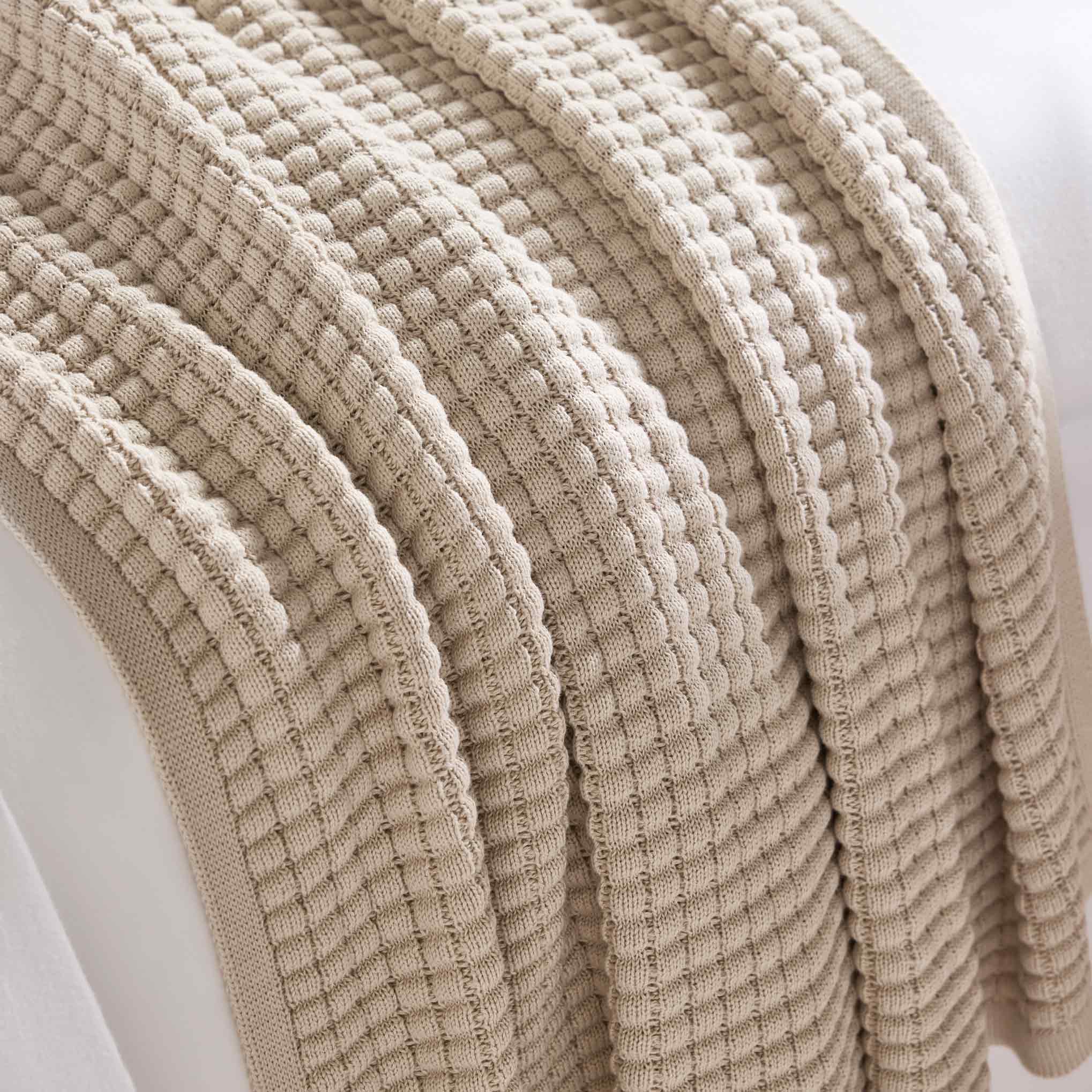 Grid Knit Cotton Throw Blanket - Last Call