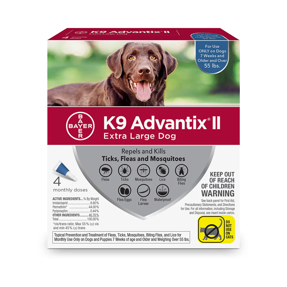 K9 Advantix® II Flea & Tick Treatment for Extra Large Dog 4 Dose
