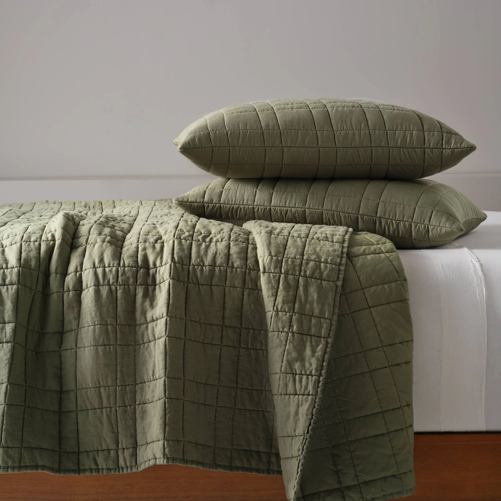 Washed European Linen Quilted Sham Set