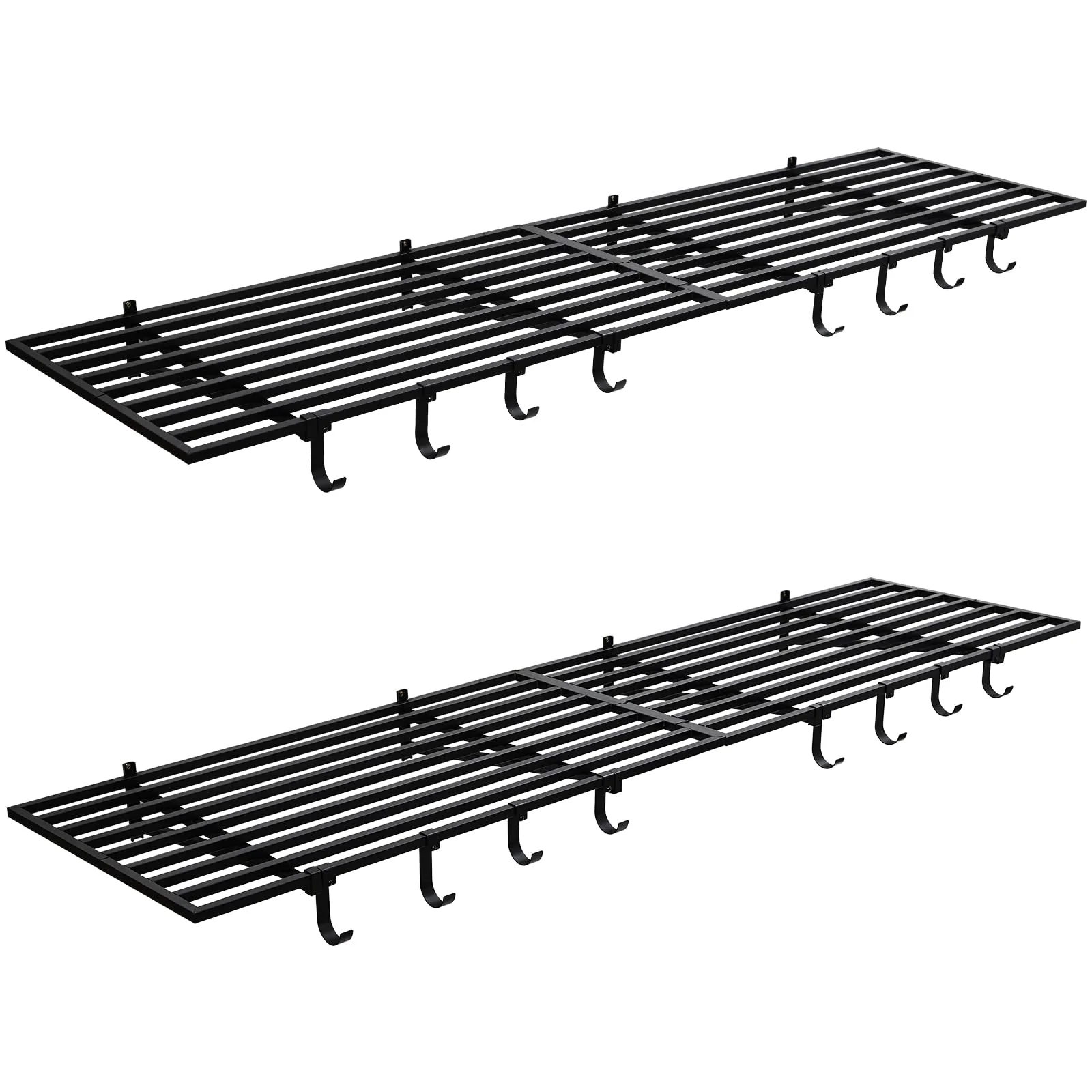 Garvee 2'x4' Heavy Duty Wall Shelves - 2-Pack Metal Storage with Hooks for Garage/Workshop Organization